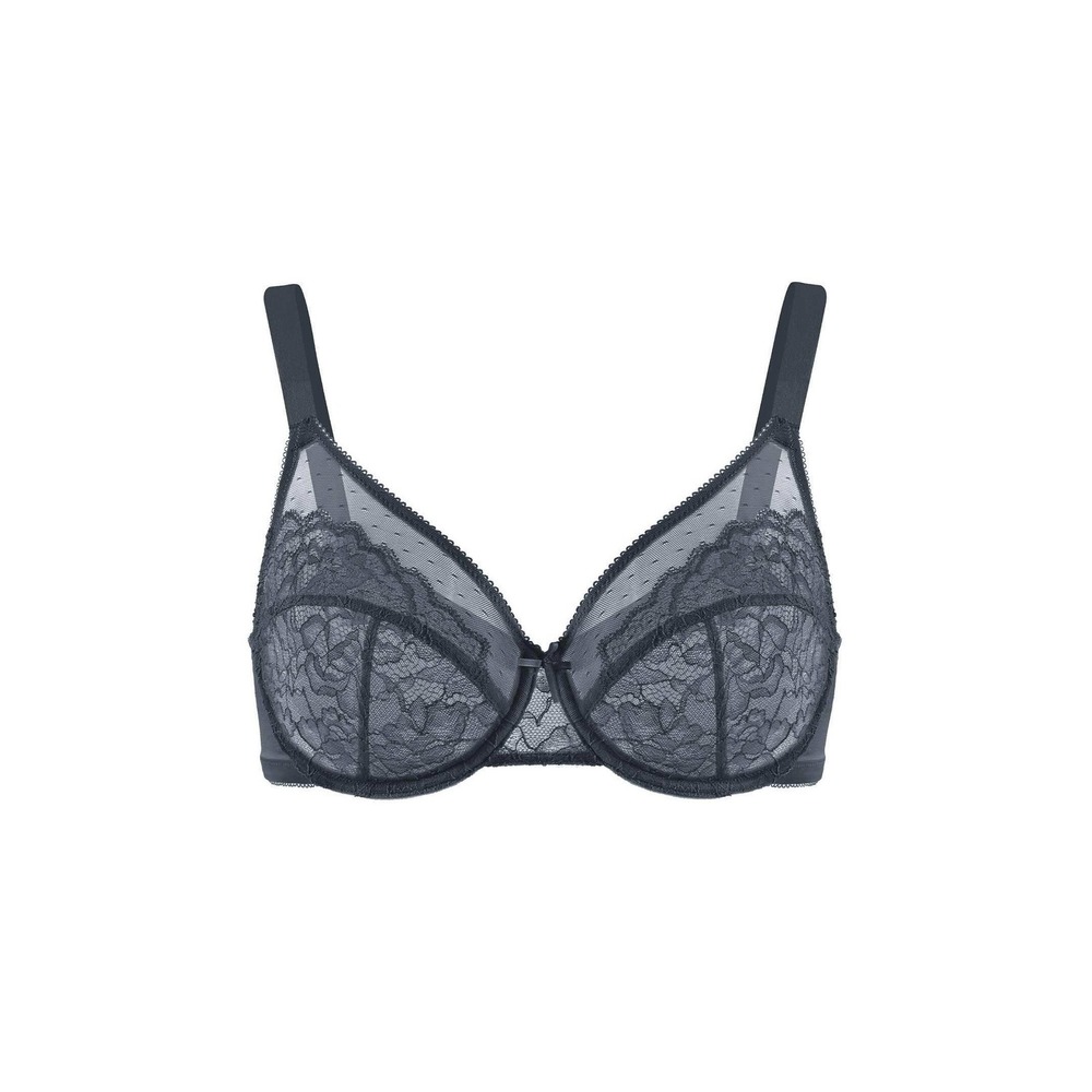 HSIA Enchante Unlined Non-padded Lace Underwire Bra Dark Gray 34G NEW